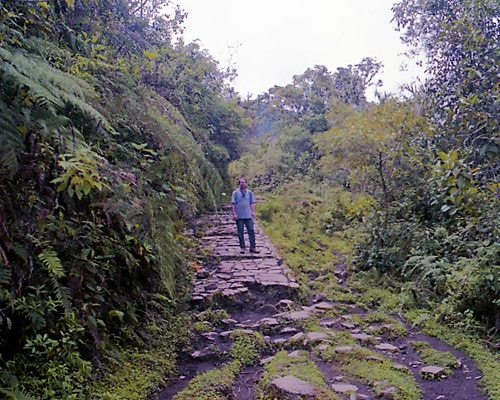 Partially restored Inca Trail in Chachapoyas Peru