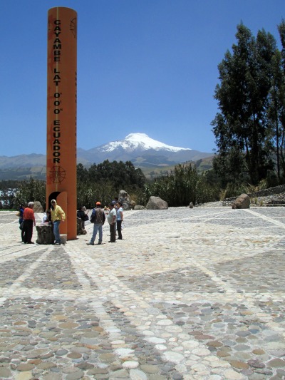 Ecuador, lake and volcanoes middle of the world monument