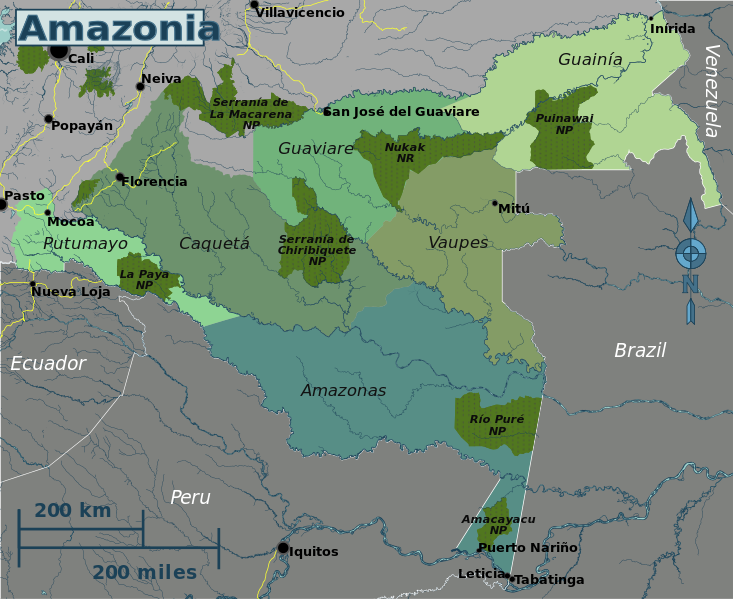Map of Colombian Amazon Regions