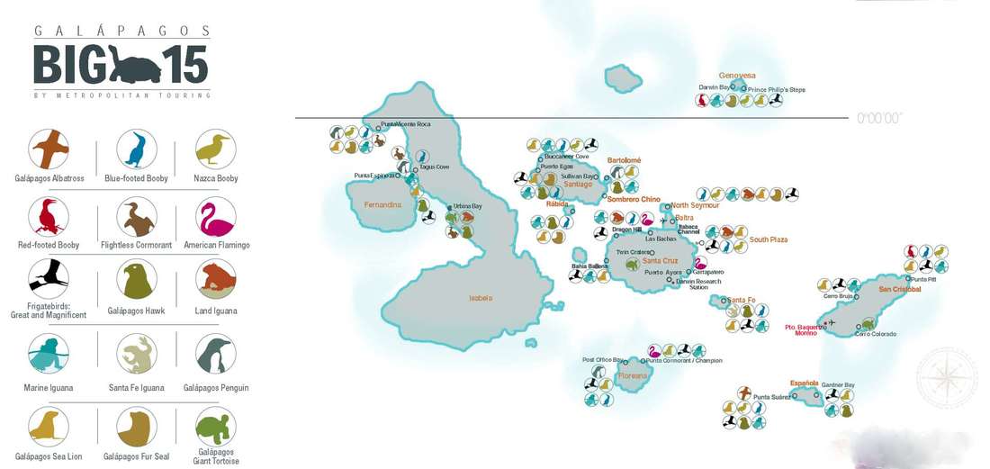 Galapagos Big 15 Species Map