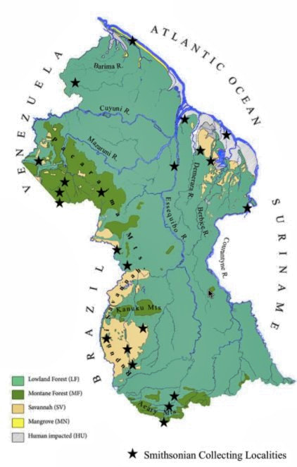 map of Guyana's ecosystems